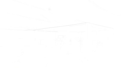 Abstract white line drawing on white background.