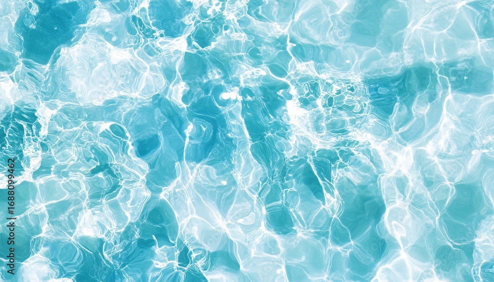 Poster the image shows an abstract representation of water, featuring swirling patterns in shades of cyan a