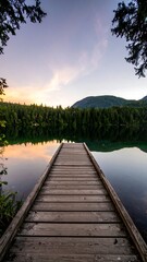 Obraz premium Lakeside Dock at Sunset (1)