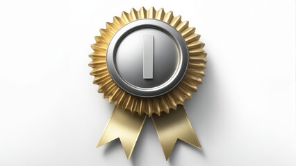 Award ribbon with prominent number one in center on white background
