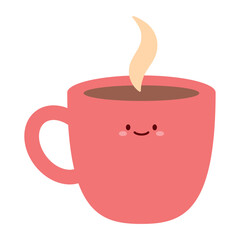 Flat Vector Illustration of a Hot Coffee Cup with Steam Rising