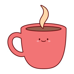 Flat Vector Illustration of a Hot Coffee Cup with Steam Rising