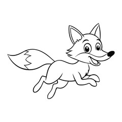 A cheerful fox dashes joyfully across the page, tail swishing and ears perked, ready for coloring fun. Perfect for kids to bring energy and smiles to life!

