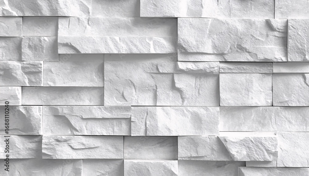 Poster the image shows a close-up view of a wall composed of many rectangular white stones with rough textu