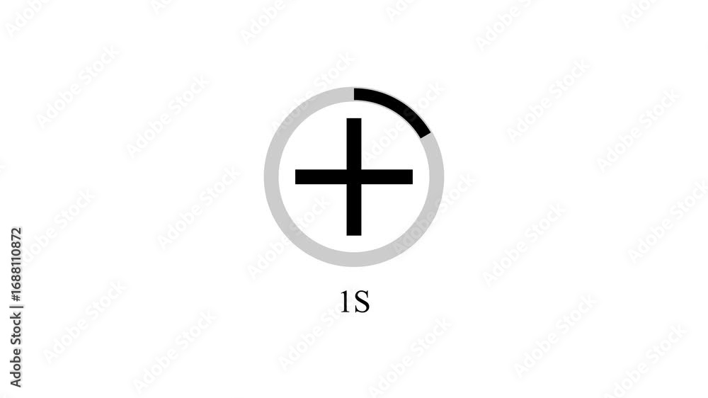 Aufkleber a medical plus sign symbol inside a circle with a progress bar indicator and the text 8s below