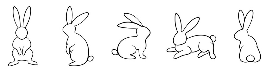Obraz premium Set of rabbit bunny icons. PNG illustrations.