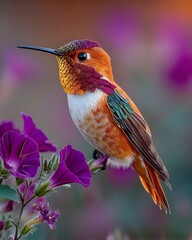 Fototapeta premium Stunning colorful bird with flowers high resolution photo