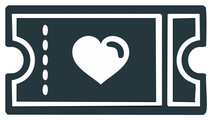 Love Heart Ticket Icon for Romance Charity and Special Events