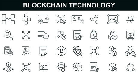 Blockchain Technology Icon Set for Crypto, Security, and Decentralized UI Design