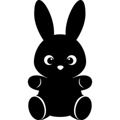 Cute black bunny illustration, adorable silhouette design for kids, Easter, and playful creative cartoon projects.