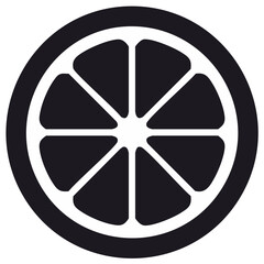 Obraz premium Simplified citrus fruit illustration dark icon vector slice symbol