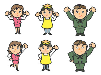 経営者と従業員のイラストセット