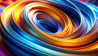 Abstract Swirl of Intertwined Blue and Yellow Forms