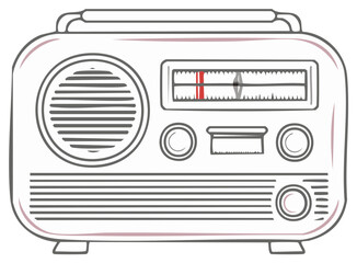 Fototapeta premium Illustration of retro radio receiver with dial, buttons, and speaker, vintage radio