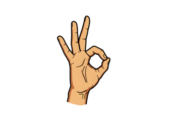 Isolated Illustration Of Hand Making Okay Sign Gesture In Brown Color