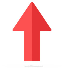 Bold Red Upward Arrow Icon Symbolizing Growth Progress and Direction