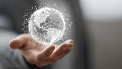 Naklejka premium Holographic Earth in a hand