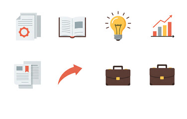 Business and Finance Icon Set  Essential Elements for Growth and Success