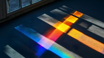 Vibrant Rainbow Light Projection Through Window on Floor