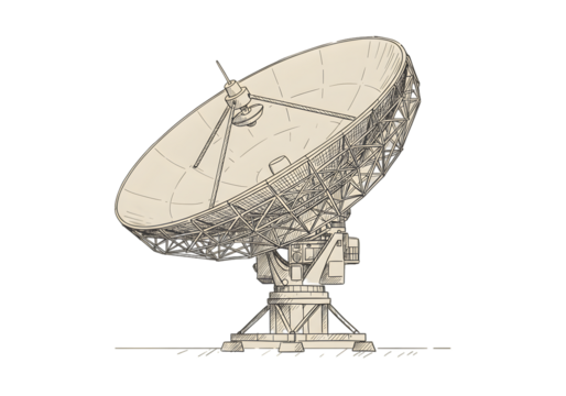 Isolated Illustration Of Satellite Dish On Black Background