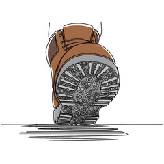 Close Up of Brown Boot Tread Pattern Isolated on White Background Illustration Footwear Sole Design and Walking Concept