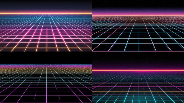 Retro Grid Horizon Digital Art Pack