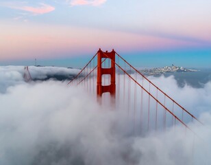 Golden Gate Bridge above clouds