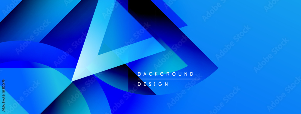 Poster abstract blue background features geometric shapes, gradients, dynamic composition. modern design el