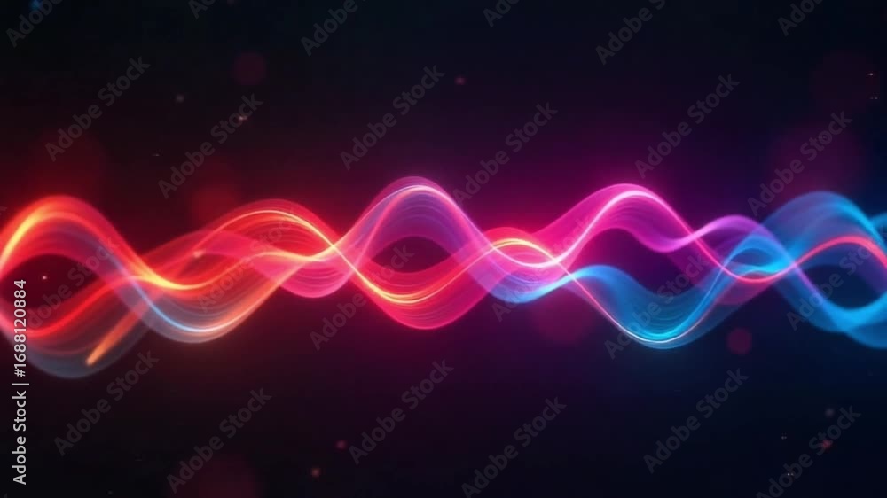 Poster abstract background with vibrant glowing waves moving across the screen seamlessly