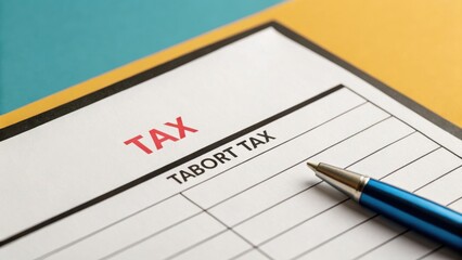 Value Added Tax  concept. Tax document with a pen on a colorful background.