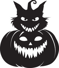 Download halloween cat pumpkin vector silhouette spooky october illustration art