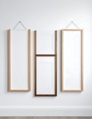 Three framed canvases on a wall