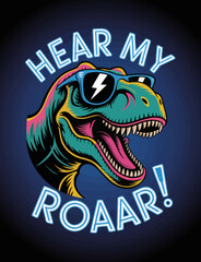 This eye-catching design of a dinosaur in sunglasses captures the playful spirit of childhood, inviting viewers to embrace their inner child with humor and vibrant colors.