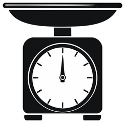 Kitchen Scale Icon Simple Style with Analog Dial and Measuring Tray for Recipe Preparation and Portion Control