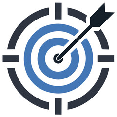 Target with Arrow Hitting Center Symbol of Success, Goal Achievement or Focused Strategy