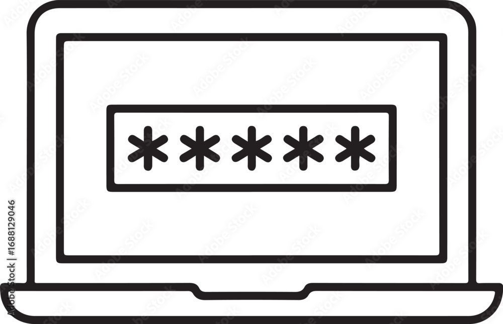 Poster Laptop screen displaying asterisks for a password entry field