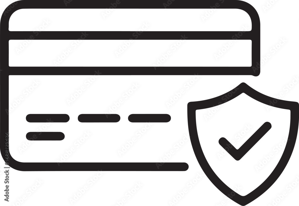 Poster secure credit card payment icon with shield and checkmark