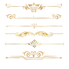 Elegant golden decorative dividers with floral swirl borders luxury ornamental separators for...