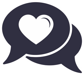 Fototapeta premium Two overlapping speech bubbles forming a heart shape symbolizing love and communication