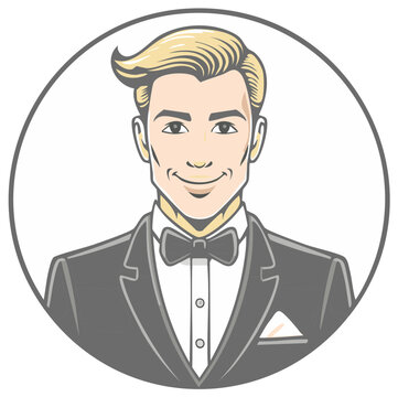 smiling man in tuxedo portrait clip art preview