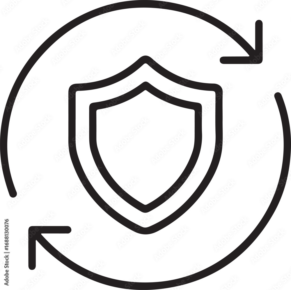 Poster Shield icon with circular arrows representing security and protection