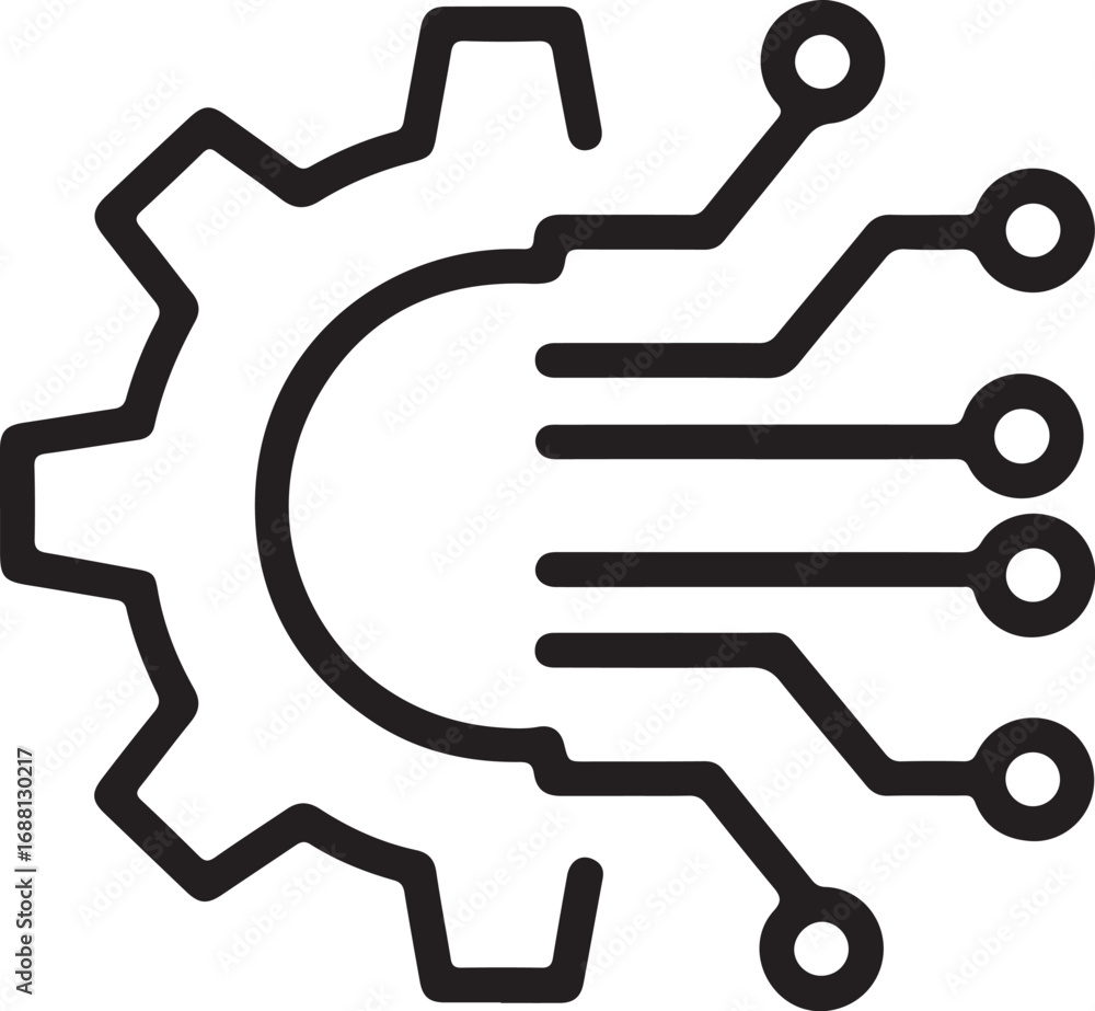 Aufkleber abstract graphic representing the intersection of mechanical engineering and digital technology