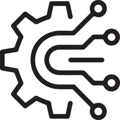 Abstract digital gear with circuit board connections and nodes