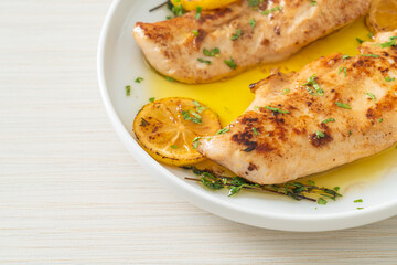grilled chicken with butter, lemon and garlic