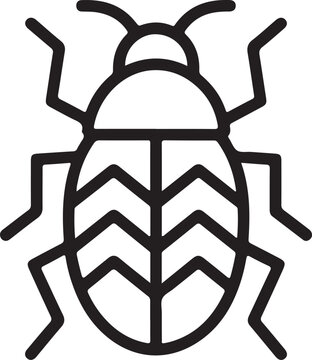 recommend clip art: Simple outline drawing of a beetle insect icon on a white background