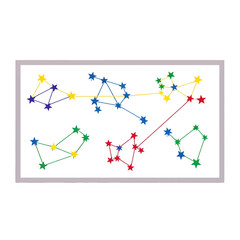 Naklejka premium Colorful Star Constellations Map With Dotted Connections in a White Frame On White Background