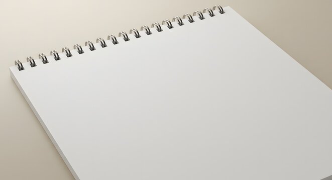 Blank spiral notebook on beige background