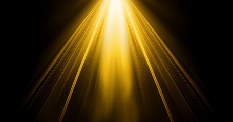 Overlays, overlay, light transition, effects sunlight, lens flare, lights leaks. High-quality stock image of sunrays effects, yellow flare glow isolated on black background for design. Generative AI 