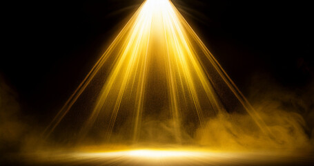 Overlays, overlay, light transition, effects sunlight, lens flare, lights leaks. High-quality stock image of sunrays effects, yellow flare glow isolated on black background for design. Generative AI