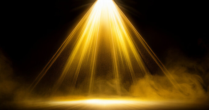 Overlays, overlay, light transition, effects sunlight, lens flare, lights leaks. High-quality stock image of sunrays effects, yellow flare glow isolated on black background for design. Generative AI 